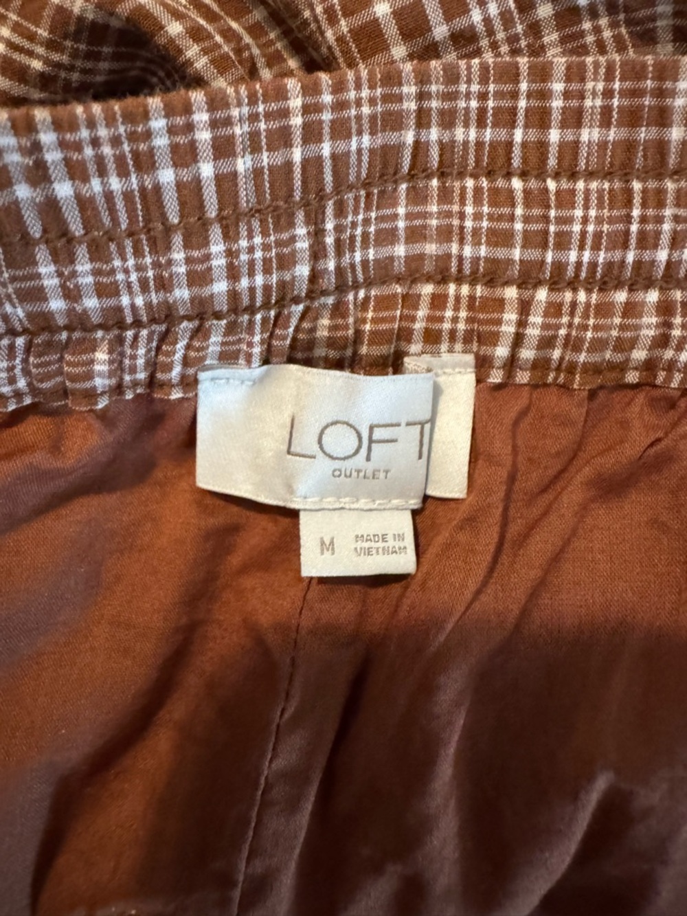 LOFT Brown Plaid Tiered A-Line Skirt - Picture 3 of 3